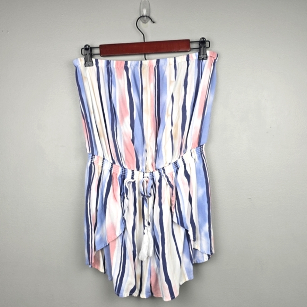 OCEAN DRIVE Sleeveless Striped Romper Shorts Coverup Multicolor Womens Size S